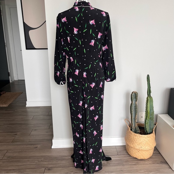 RIXO London Gabrielle Dress, Ruffled Floral Print Silk Maxi Dress Size XL - Picture 7 of 16